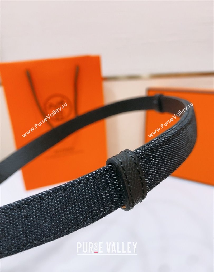 Hermes Kelly Jean Belt 1.8cm in Denim and Epsom Leather Black/Silver 2025 0314 (99-250314122)