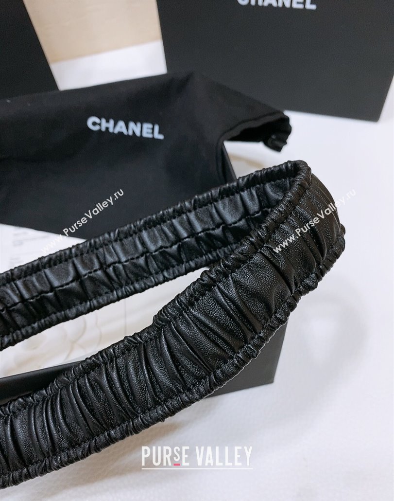 Chanel Stretch Lambskin Belt 3cm with White and Gold CC Buckle Black/Trim 2025 (99-250315037)