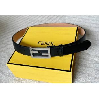 Fendi Womens Calfskin Belt 3cm with FF Buckle Black/Silver 2025 0315 (99-250315008)