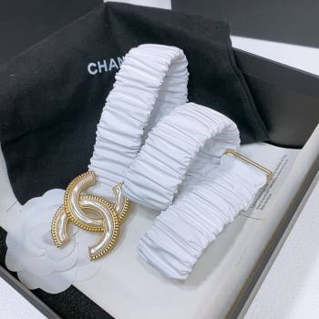 Chanel Stretch Lambskin Belt 3cm with White and Gold CC Buckle Optic White 2025 (99-250315040)