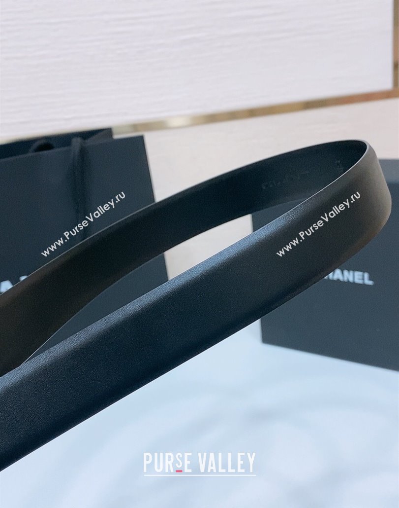 Chanel Classic Calfskin Leather Belt 3cm with Chain CC Buckle Black/Gunmetal 2025 0314 (99-250315063)