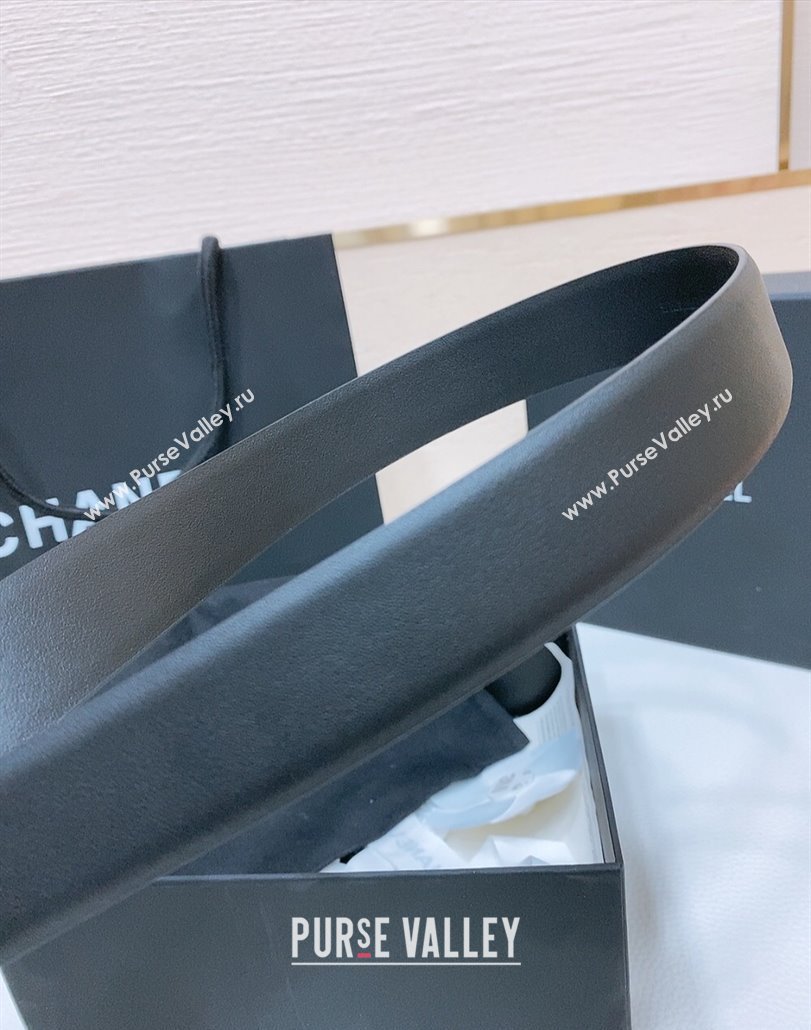 Chanel Classic Calfskin Leather Belt 3cm with Chain CC Buckle Black/CC 2025 0314 (99-250315064)