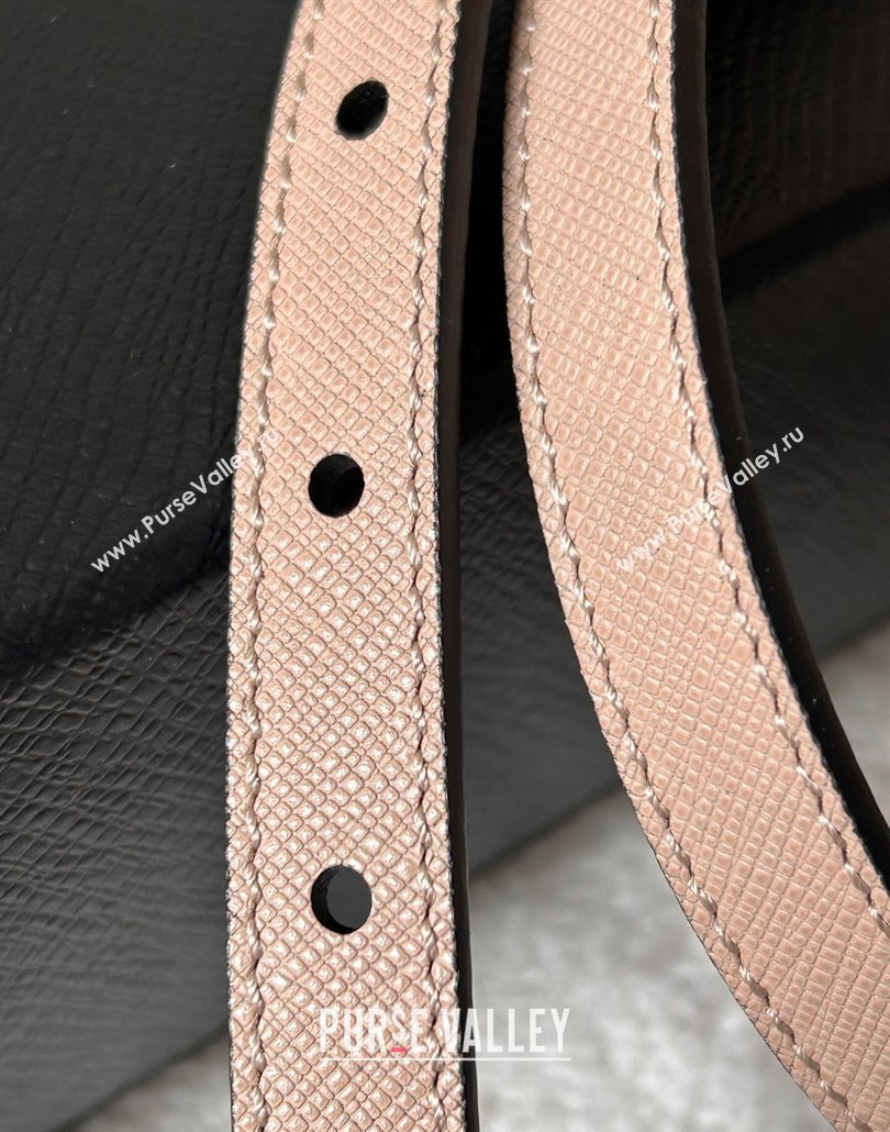 Prada Women Saffiano Leather Belt 1.5cm with Letters Buckle Light Pink 2025 0315 (99-250315013)