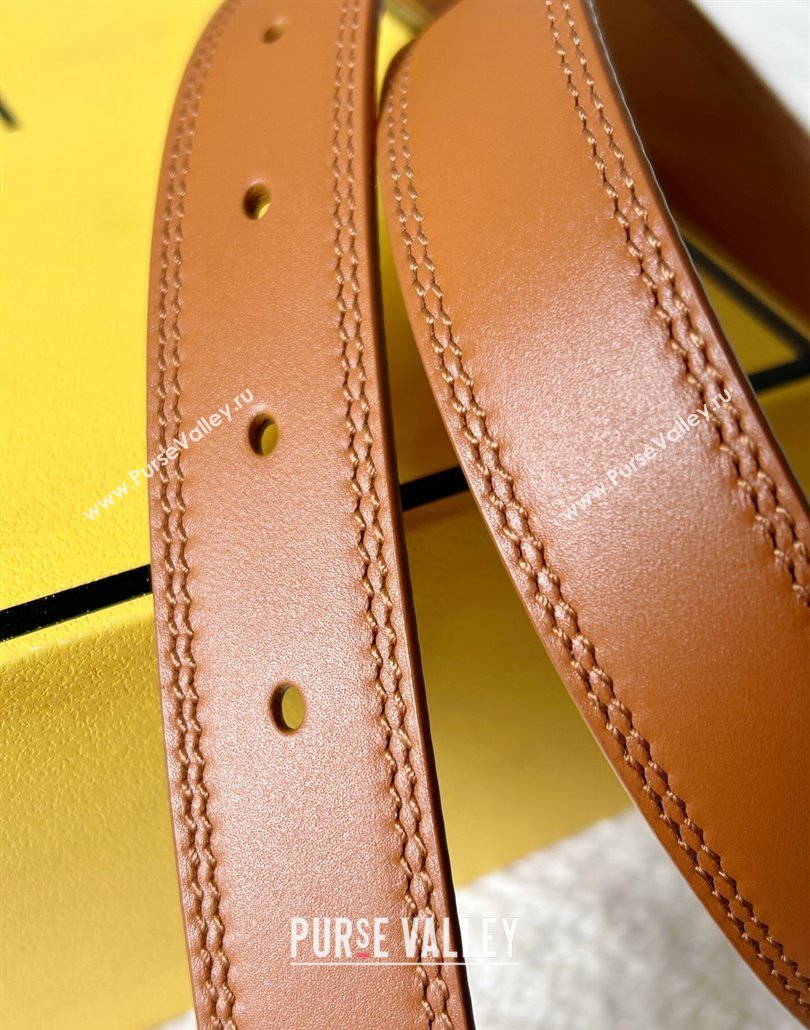 Fendi Womens Calfskin Belt 2.5cm with FF Buckle Brown 2025 0315 (99-250315001)