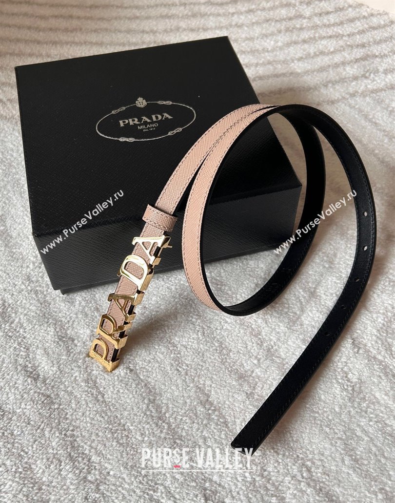 Prada Women Saffiano Leather Belt 1.5cm with Letters Buckle Light Pink 2025 0315 (99-250315013)