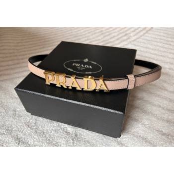 Prada Women Saffiano Leather Belt 1.5cm with Letters Buckle Light Pink 2025 0315 (99-250315013)