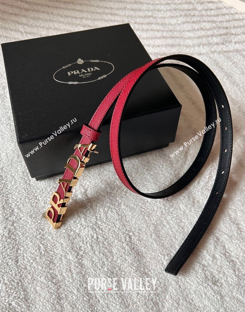 Prada Women Saffiano Leather Belt 1.5cm with Letters Buckle Red 2025 0315 (99-250315014)
