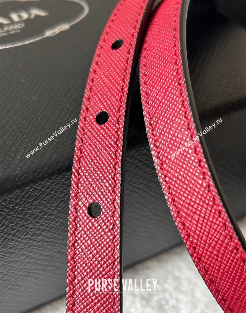 Prada Women Saffiano Leather Belt 1.5cm with Letters Buckle Red 2025 0315 (99-250315014)