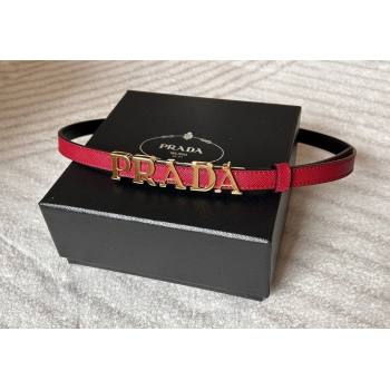 Prada Women Saffiano Leather Belt 1.5cm with Letters Buckle Red 2025 0315 (99-250315014)