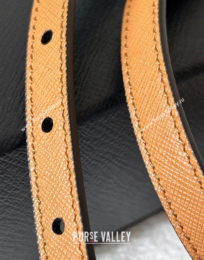 Prada Women Saffiano Leather Belt 1.5cm with Letters Buckle Brown 2025 0315 (99-250315015)