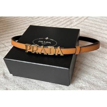Prada Women Saffiano Leather Belt 1.5cm with Letters Buckle Brown 2025 0315 (99-250315015)