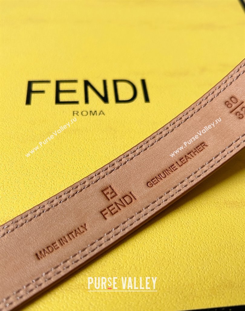 Fendi Womens Calfskin Belt 2.5cm with FF Buckle Brown 2025 0315 (99-250315001)
