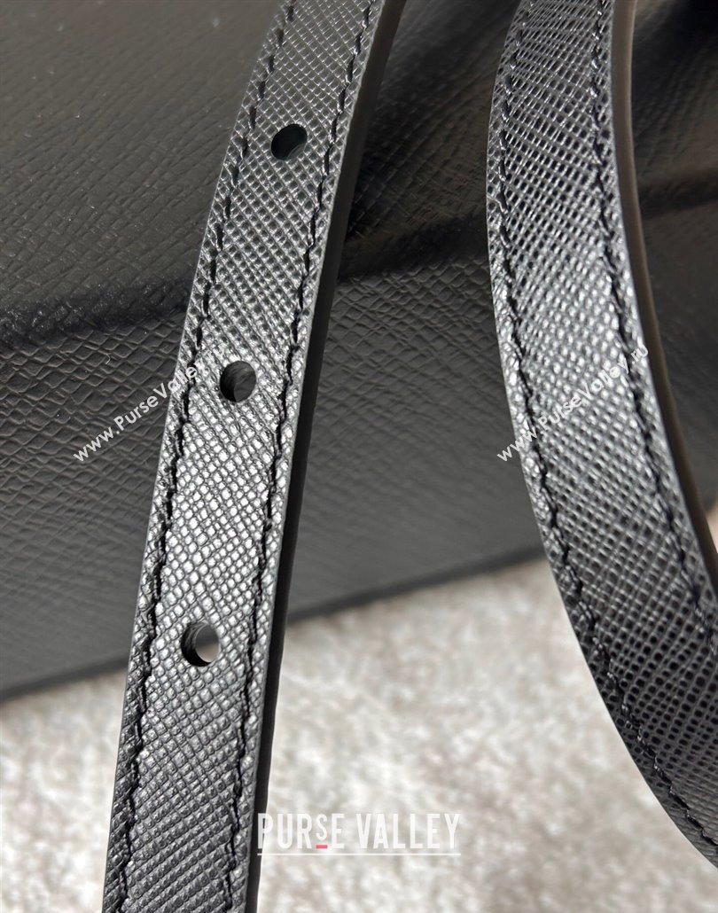 Prada Women Saffiano Leather Belt 1.5cm with Letters Buckle Black 2025 0315 (99-250315016)