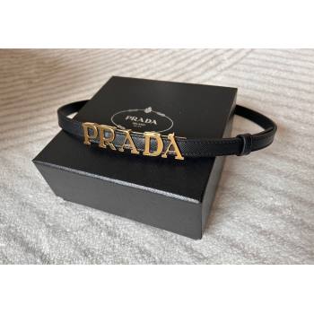 Prada Women Saffiano Leather Belt 1.5cm with Letters Buckle Black 2025 0315 (99-250315016)