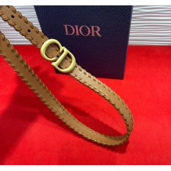 Dior Saddle Belt 2cm with CD Buckle and Leather Topstitching in Smooth Calfskin Brown/Gold 2025 (99-250508157)