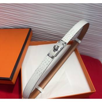 Hermes Kelly Duo Belt 1.8cm in Crocodile Embossed Calfskin with Metal-Tone Buckle White/Silver 2025 H2011025 (99-250508169)