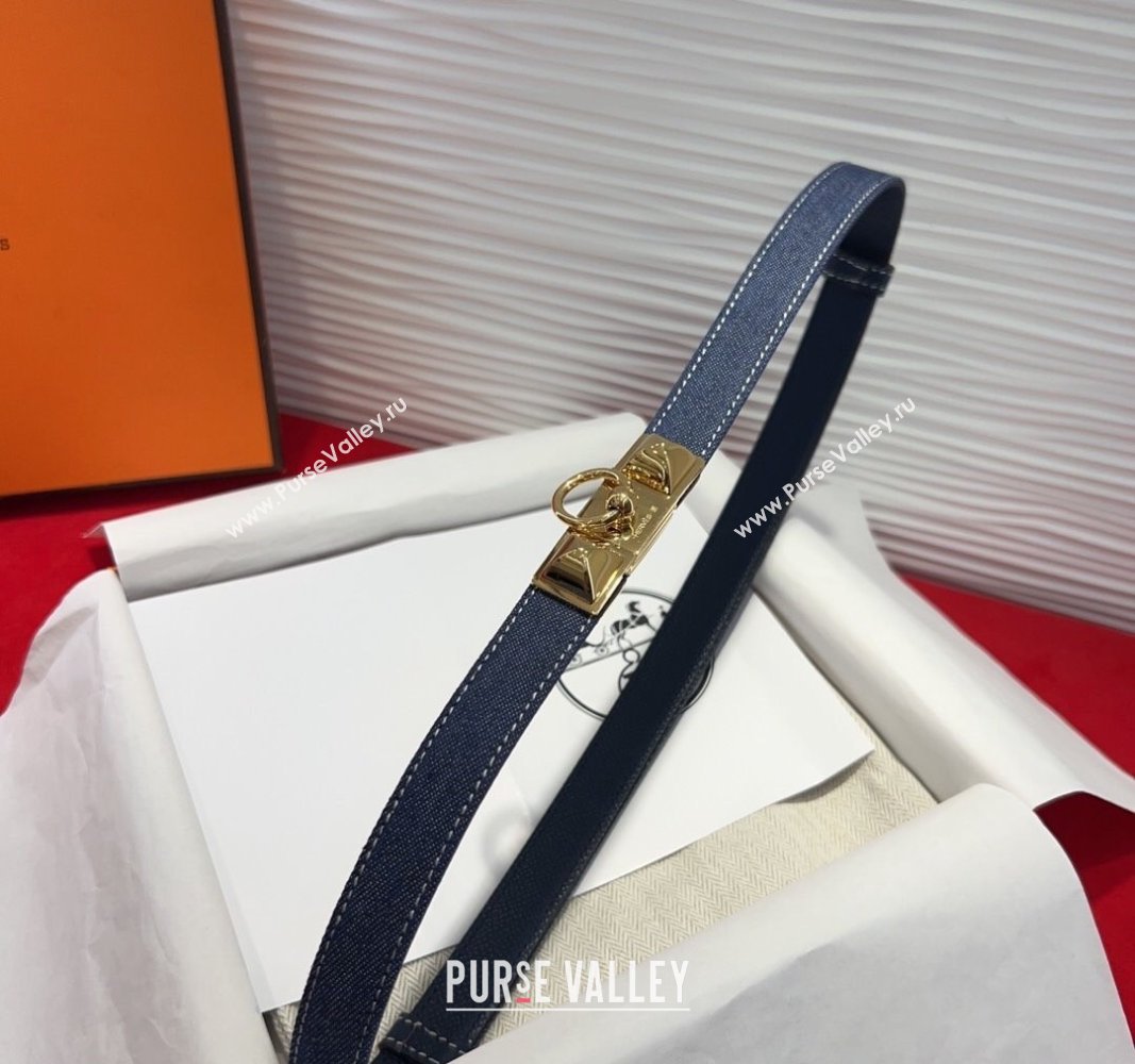 Hermes Rivale Denim Belt 1.8cm with Two Medor and Ring Buckle Navy Blue/Gold 2025 (99-250508192)