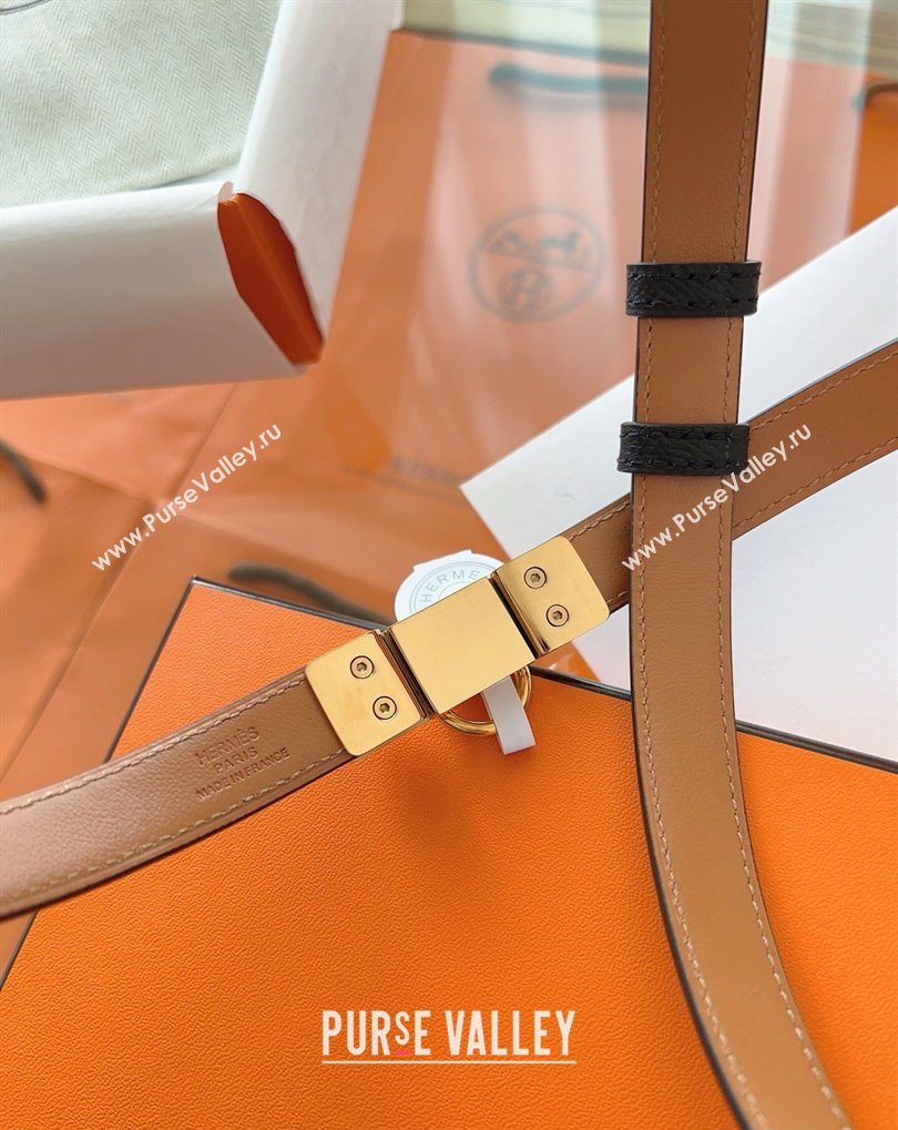 Hermes Rivale Belt 1.8cm with Two Medor Studs and Ring Buckle in Epsom Leather Black/Gold 2025 (99-250508208)
