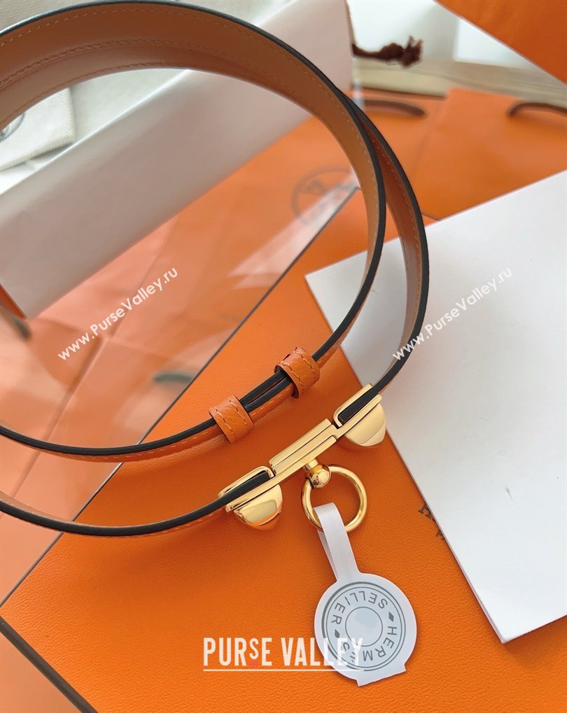 Hermes Rivale Belt 1.8cm with Two Medor Studs and Ring Buckle in Epsom Leather Orange 2025 (99-250508203)