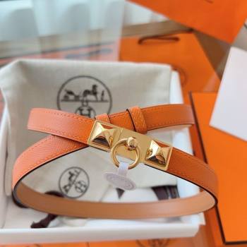 Hermes Rivale Belt 1.8cm with Two Medor Studs and Ring Buckle in Epsom Leather Orange 2025 (99-250508203)