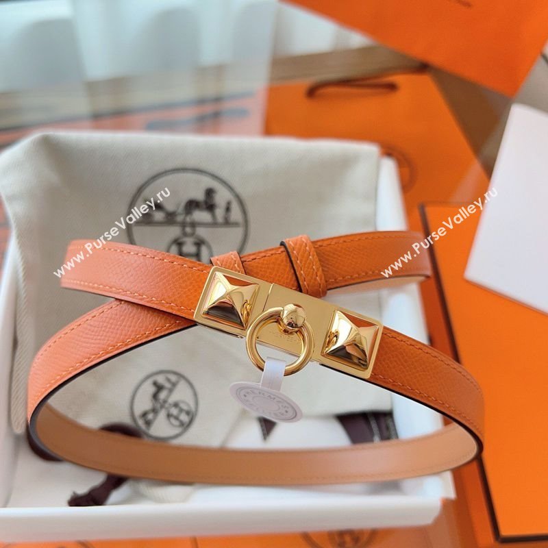 Hermes Rivale Belt 1.8cm with Two Medor Studs and Ring Buckle in Epsom Leather Orange 2025 (99-250508203)