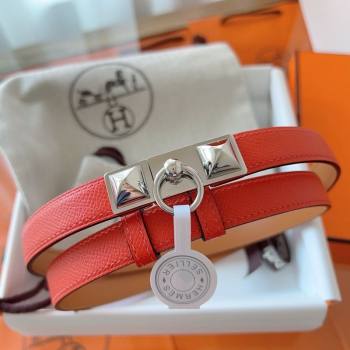Hermes Rivale Belt 1.8cm with Two Medor Studs and Ring Buckle in Epsom Leather Red 2025 (99-250508202)