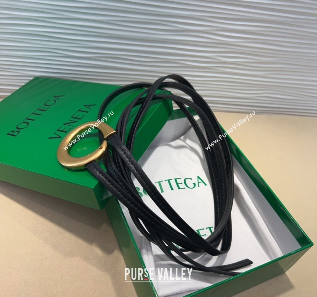 Bottega Veneta Sardine Calfskin Waist Belt Black 2025 2011025 (99-250508136)