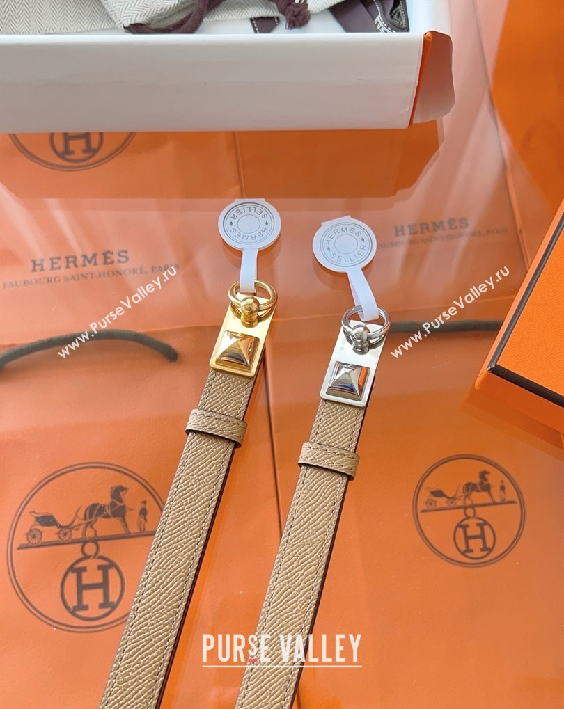 Hermes Rivale Belt 1.8cm with Two Medor Studs and Ring Buckle in Epsom Leather Biscuits 2025 (99-250508200)