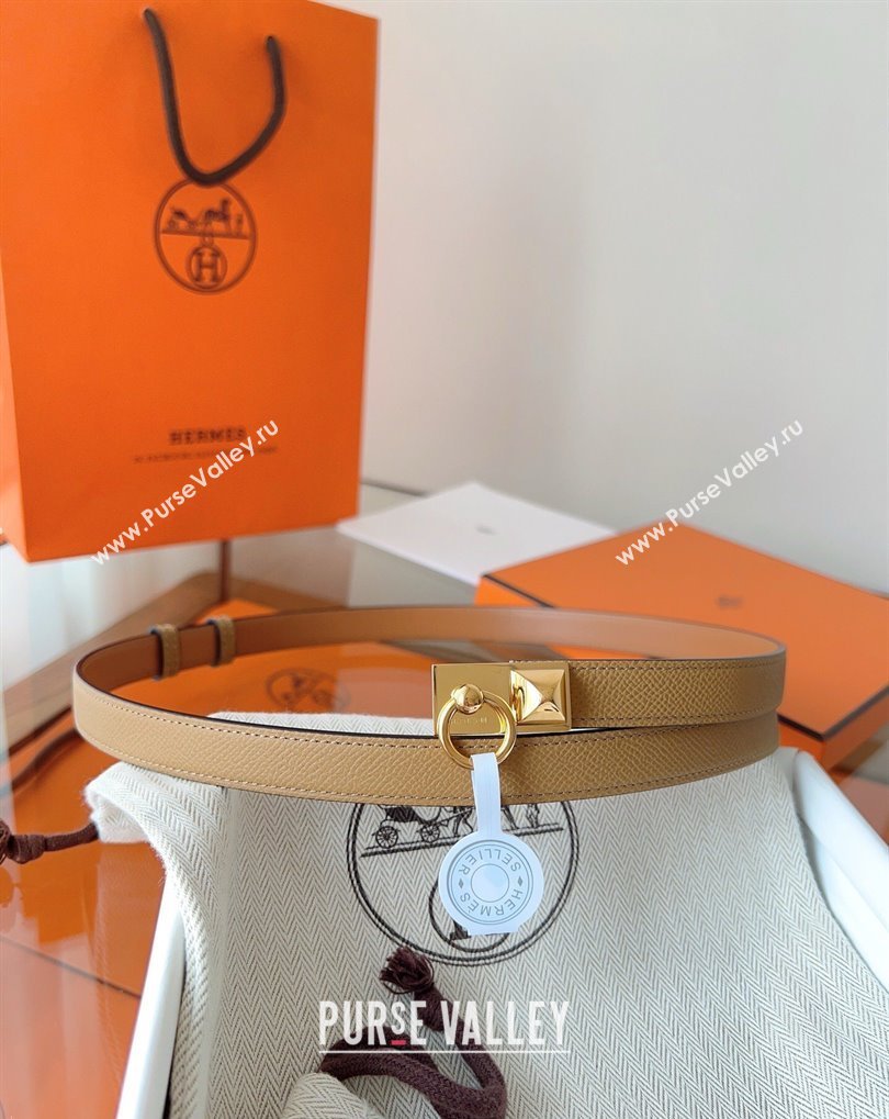Hermes Rivale Belt 1.8cm with Two Medor Studs and Ring Buckle in Epsom Leather Biscuits 2025 (99-250508200)