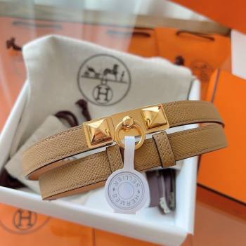 Hermes Rivale Belt 1.8cm with Two Medor Studs and Ring Buckle in Epsom Leather Biscuits 2025 (99-250508200)