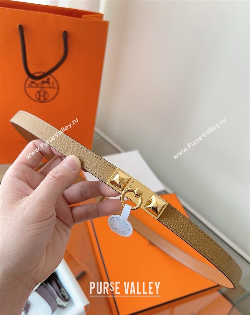 Hermes Rivale Belt 1.8cm with Two Medor Studs and Ring Buckle in Epsom Leather Biscuits 2025 (99-250508200)