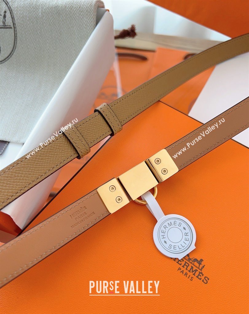 Hermes Rivale Belt 1.8cm with Two Medor Studs and Ring Buckle in Epsom Leather Biscuits 2025 (99-250508200)