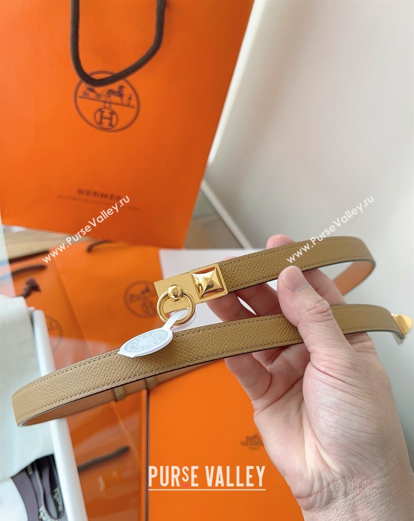 Hermes Rivale Belt 1.8cm with Two Medor Studs and Ring Buckle in Epsom Leather Biscuits 2025 (99-250508200)