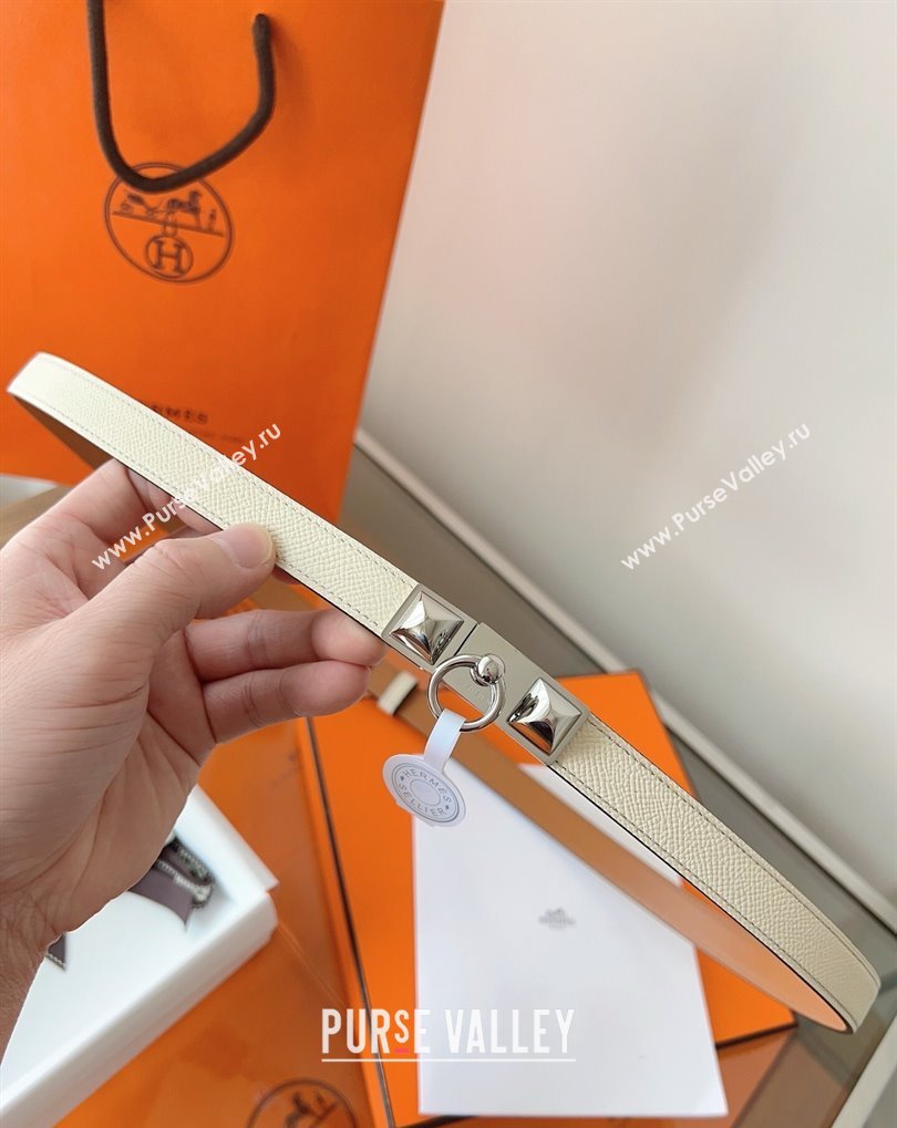 Hermes Rivale Belt 1.8cm with Two Medor Studs and Ring Buckle in Epsom Leather Light Beige 2025 (99-250508199)