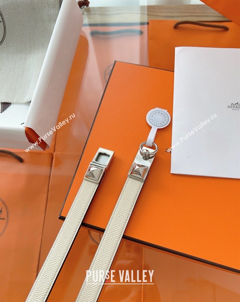 Hermes Rivale Belt 1.8cm with Two Medor Studs and Ring Buckle in Epsom Leather Light Beige 2025 (99-250508199)