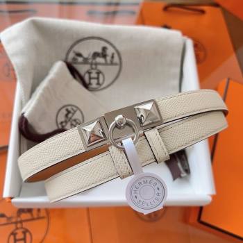 Hermes Rivale Belt 1.8cm with Two Medor Studs and Ring Buckle in Epsom Leather Light Beige 2025 (99-250508199)