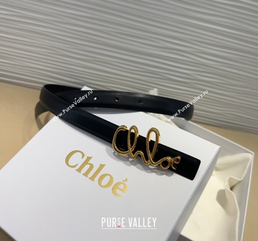 Chloe Iconic Small Belt in Leather with Signature Buckle Black 2025 (99-250508165)
