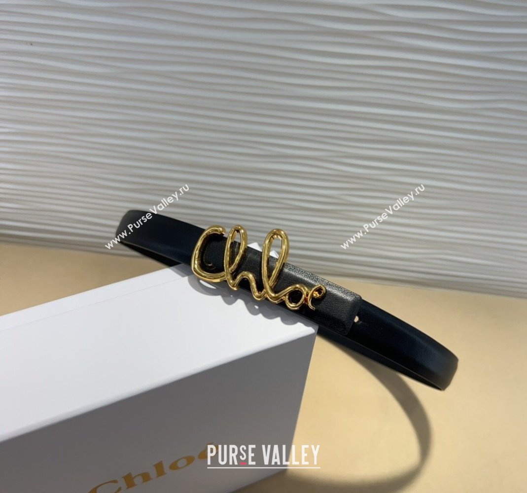 Chloe Iconic Small Belt in Leather with Signature Buckle Black 2025 (99-250508165)