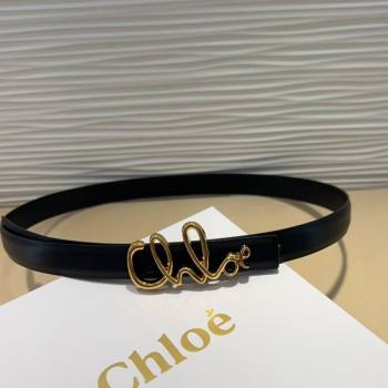 Chloe Iconic Small Belt in Leather with Signature Buckle Black 2025 (99-250508165)