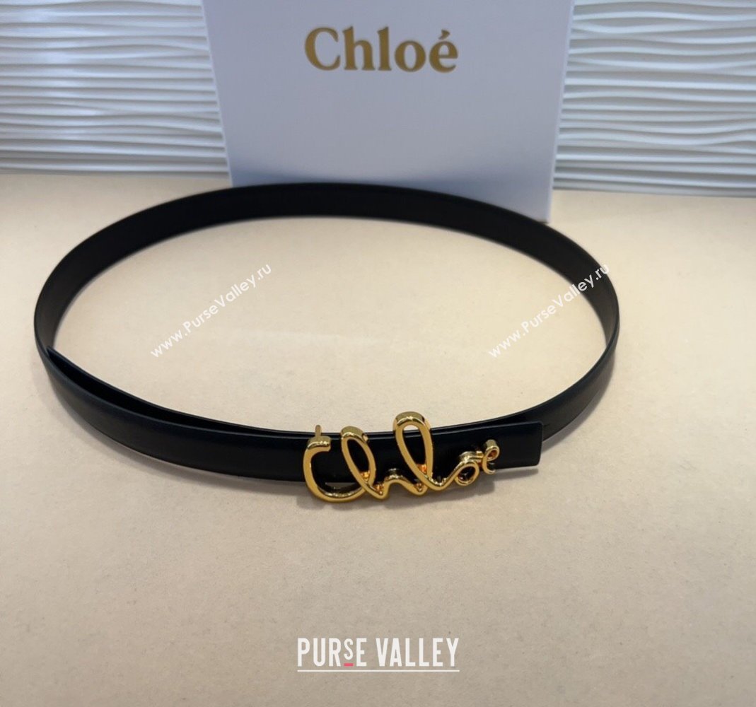 Chloe Iconic Small Belt in Leather with Signature Buckle Black 2025 (99-250508165)