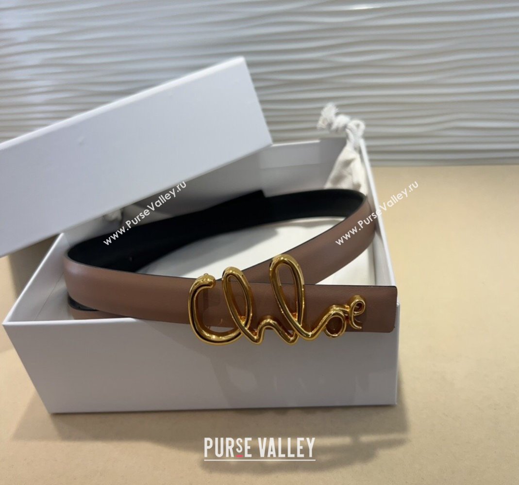 Chloe Iconic Small Belt in Leather with Signature Buckle Taupe 2025 (99-250508164)