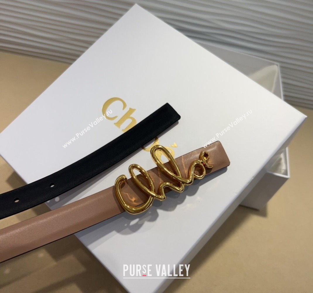 Chloe Iconic Small Belt in Leather with Signature Buckle Taupe 2025 (99-250508164)
