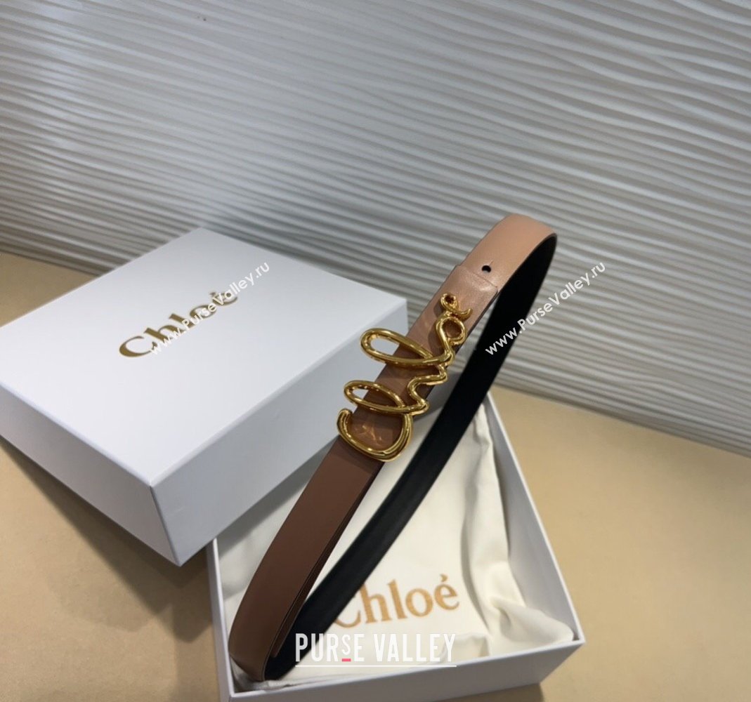 Chloe Iconic Small Belt in Leather with Signature Buckle Taupe 2025 (99-250508164)