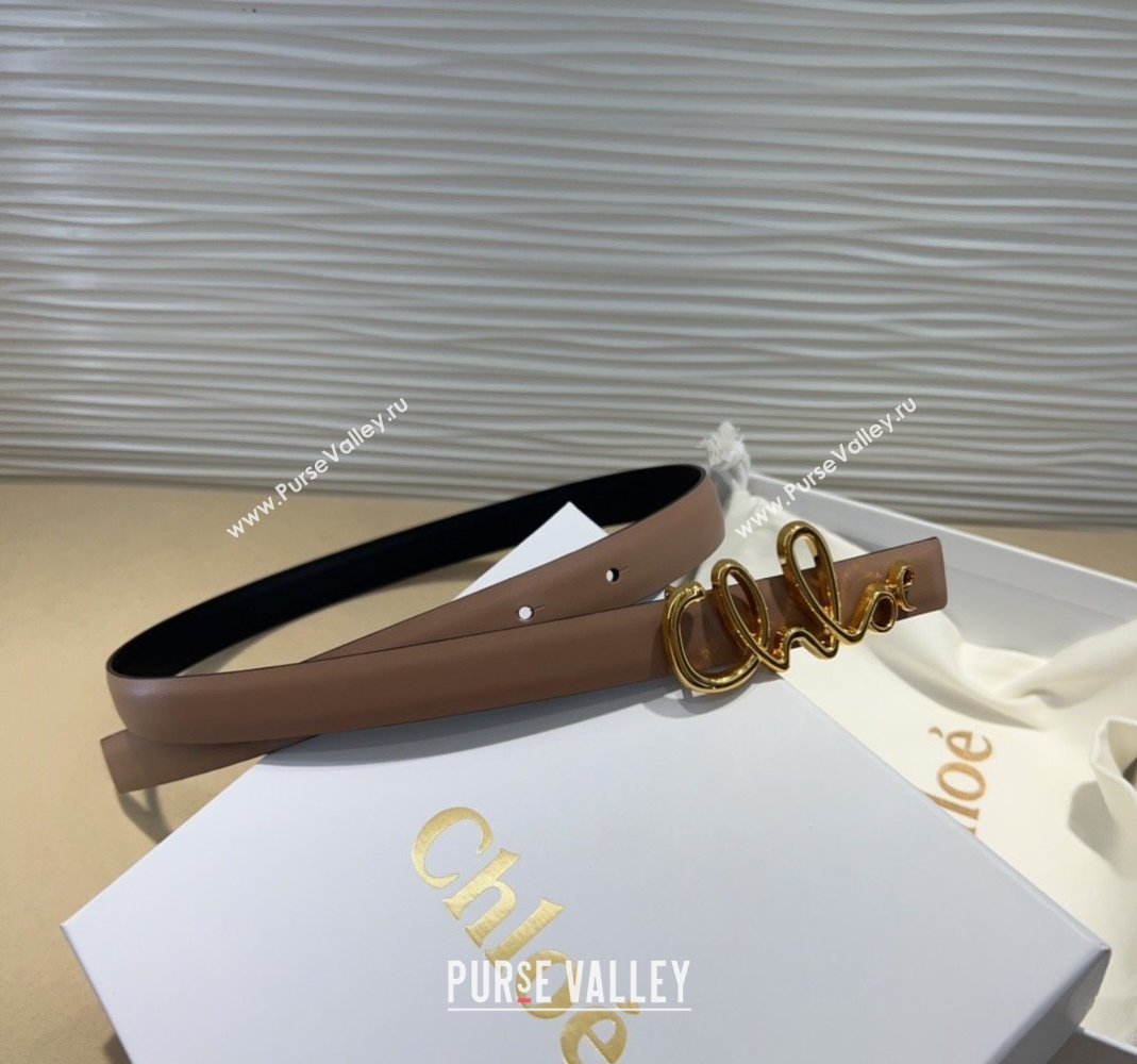 Chloe Iconic Small Belt in Leather with Signature Buckle Taupe 2025 (99-250508164)