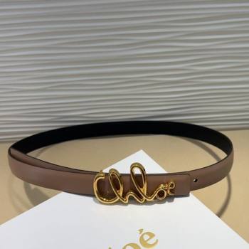 Chloe Iconic Small Belt in Leather with Signature Buckle Taupe 2025 (99-250508164)
