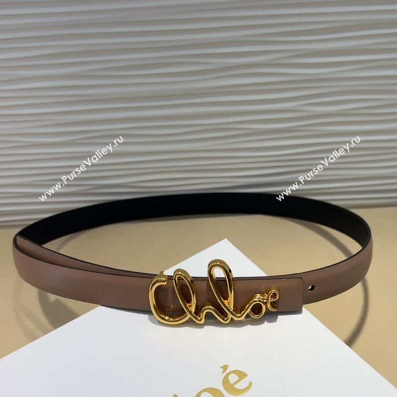 Chloe Iconic Small Belt in Leather with Signature Buckle Taupe 2025 (99-250508164)