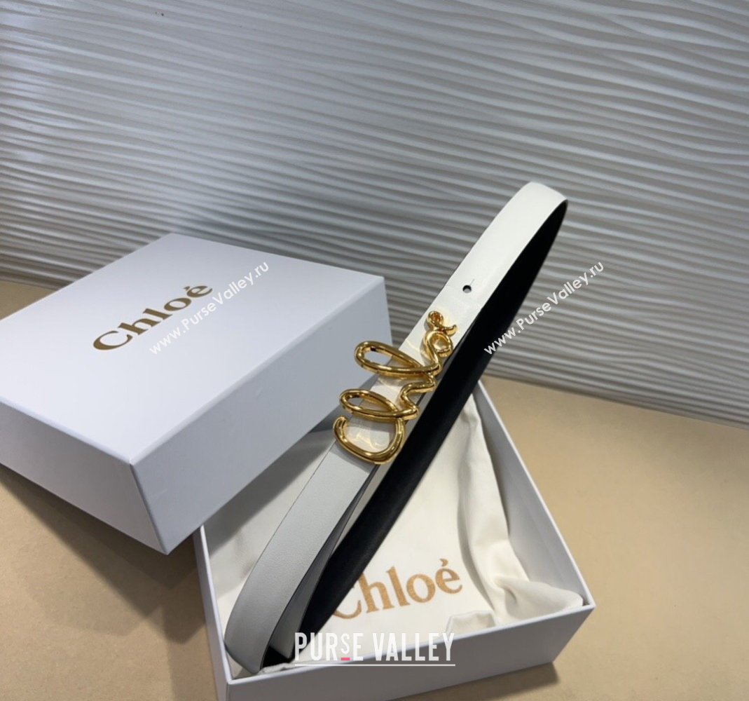 Chloe Iconic Small Belt in Leather with Signature Buckle White 2025 (99-250508163)