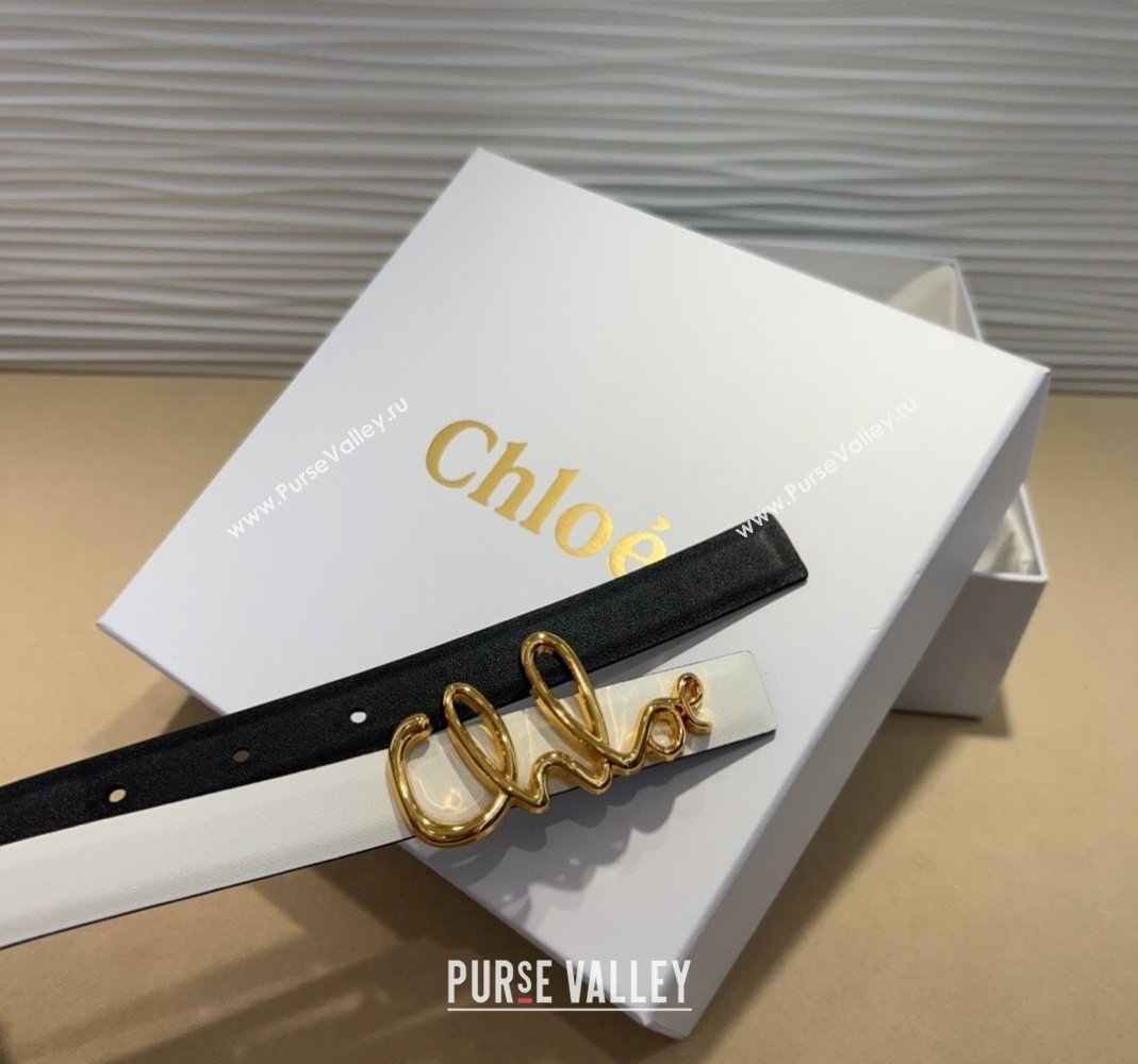 Chloe Iconic Small Belt in Leather with Signature Buckle White 2025 (99-250508163)