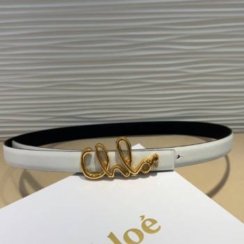 Chloe Iconic Small Belt in Leather with Signature Buckle White 2025 (99-250508163)