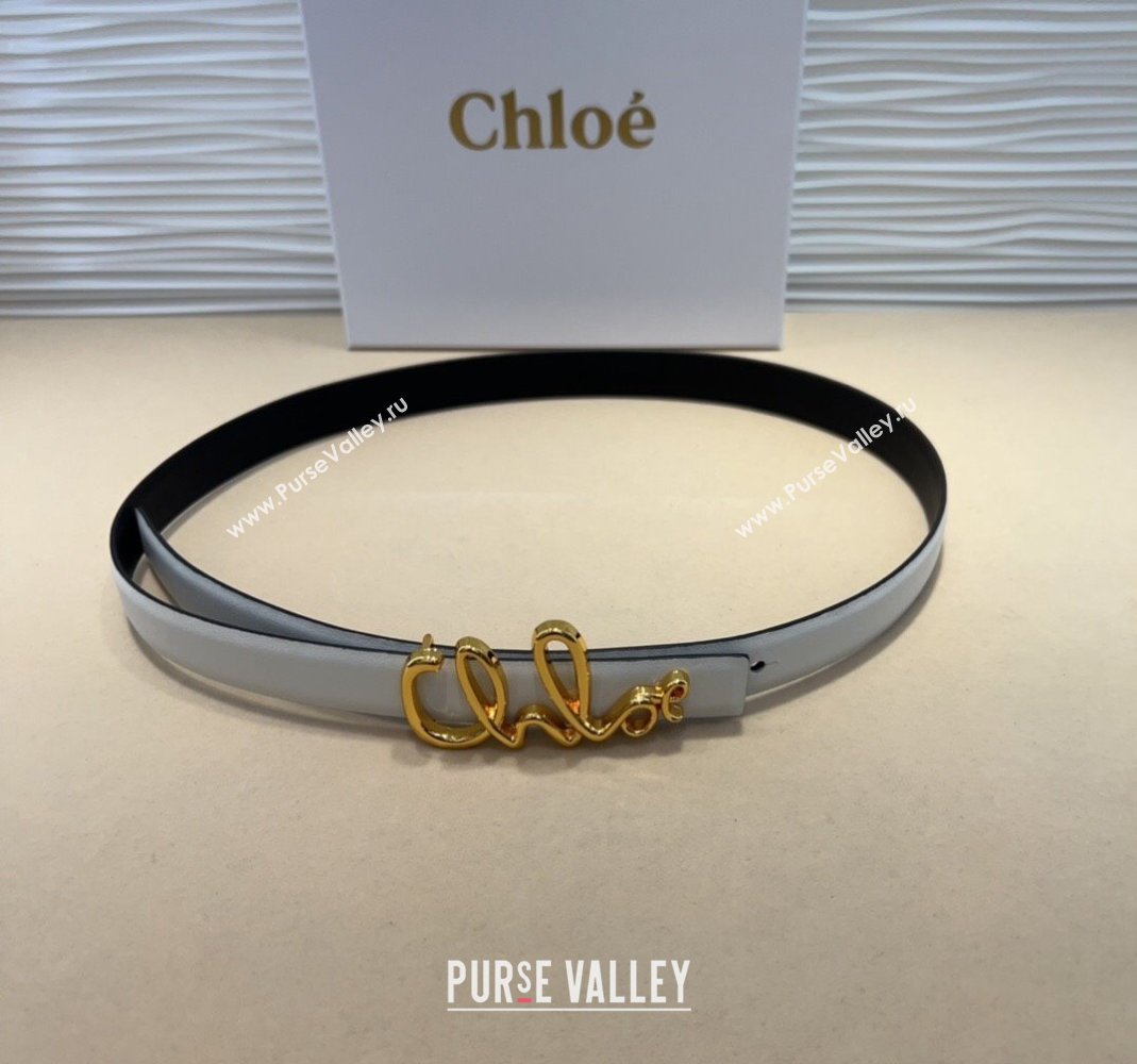 Chloe Iconic Small Belt in Leather with Signature Buckle White 2025 (99-250508163)